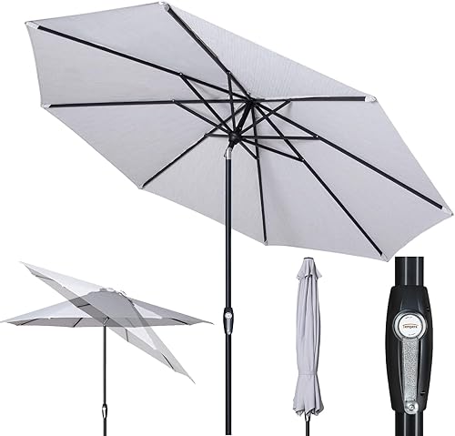 Miniatura 9 de Tempera Patio Market Outdoor Table Umbrella with Auto Tilt and Crank,Large Sun Umbrella with Sturdy Pole&Fade resistant canopy,Easy to set Verde