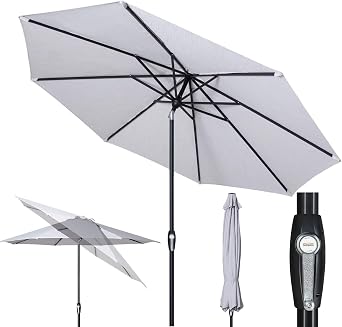 Tempera Patio Market Outdoor Table Umbrella with Auto Tilt and Crank,Large Sun Umbrella with Sturdy Pole&Fade resistant canopy,Easy to set