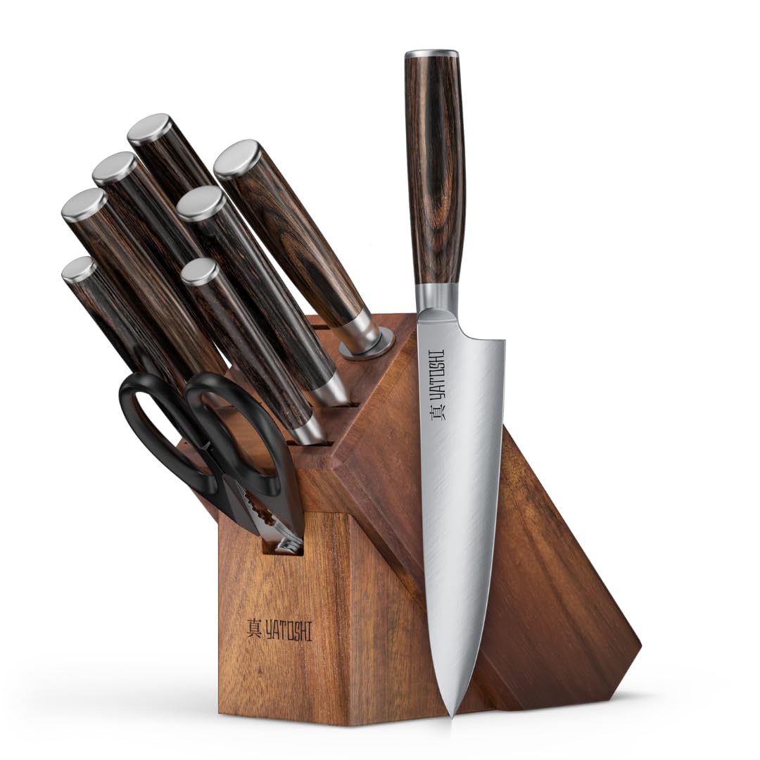 Amazon.com: Yatoshi 9 Piece Block Set - Pro Kitchen Knife Set