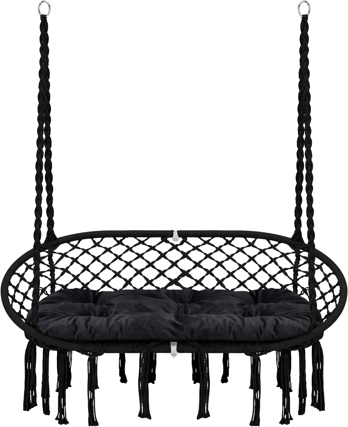 VITAL Double Swing Chair for Outside Hammock Garden, Large Hanging Macrame Swing Chair for Indoor/Outdoor Relax, Adult Hammock Boho Chair Max 700 lbs Capacity for Porch Balcony Backyard