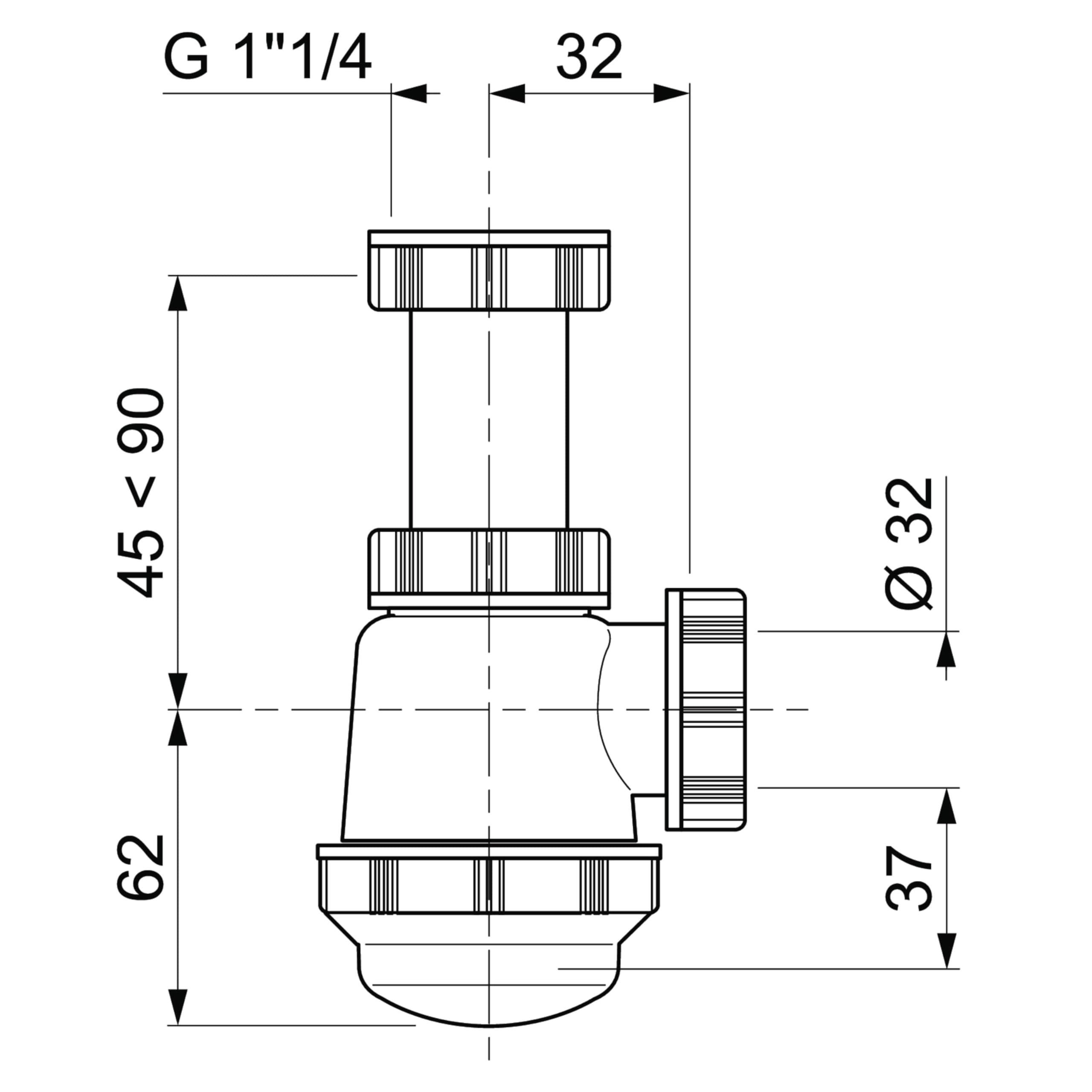 Wirquin Siphon de lavabo lave-mains à culot court blanc