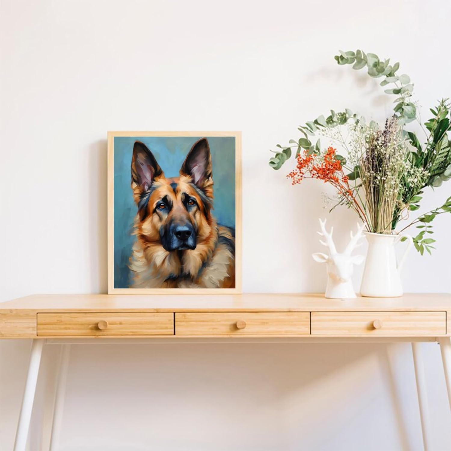 OKSGYTA Adults' Paint by Number Kits, German Shepherd, Paint by Number Kits on Canvas, DIY Oil Paintings for Beginners Arts and Crafts, 40x50cm No Frame