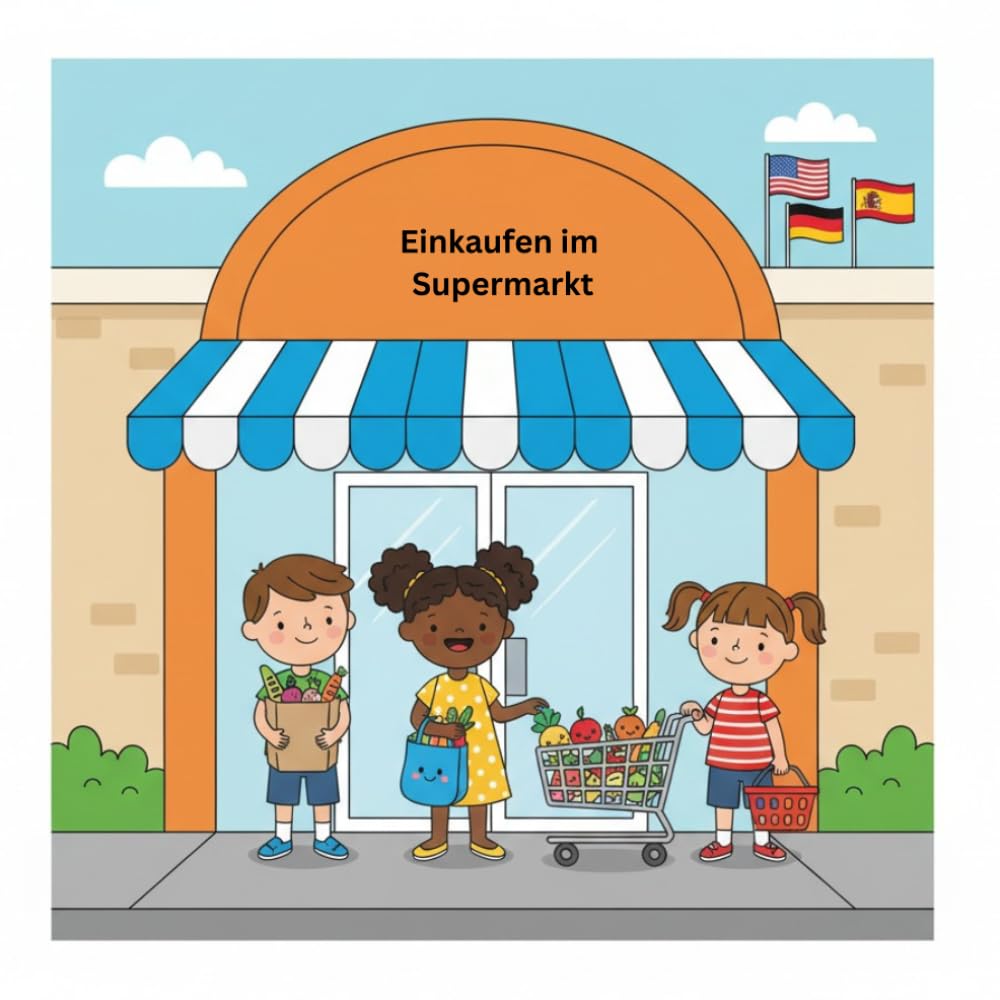 3 Sprachen Kinder Lernbuch, Deutsch, Englisch, Spanisch Supermarkt und einkaufen gehen: Der perfekte Einstieg in Deutsch, Englisch & Spanisch – Mit ... Englisch & Spanisch kinderleicht lernen)