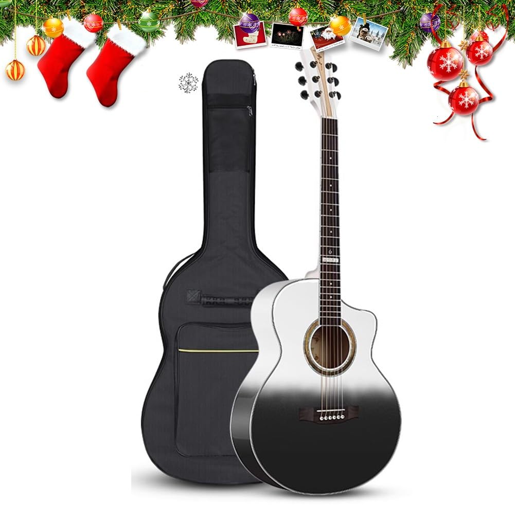 Starter kit per chitarra acustica con custodia, corde, tracolla, accordatore, accordatore, plettro, plettri, confezione regalo per principianti