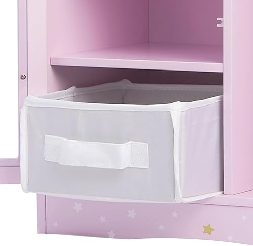 Miniatura 6 de Olivia's Little World Twinkle Stars - Armario de muñecas de 18 pulgadas con 3 perchas, estantes y contenedor de lona, almacenamiento de armario de
