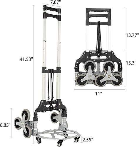Miniatura 7 de FULLWATT - Carretilla de mano plegable de 264 libras de capacidad, de aluminio con mango telescópico y ruedas de goma