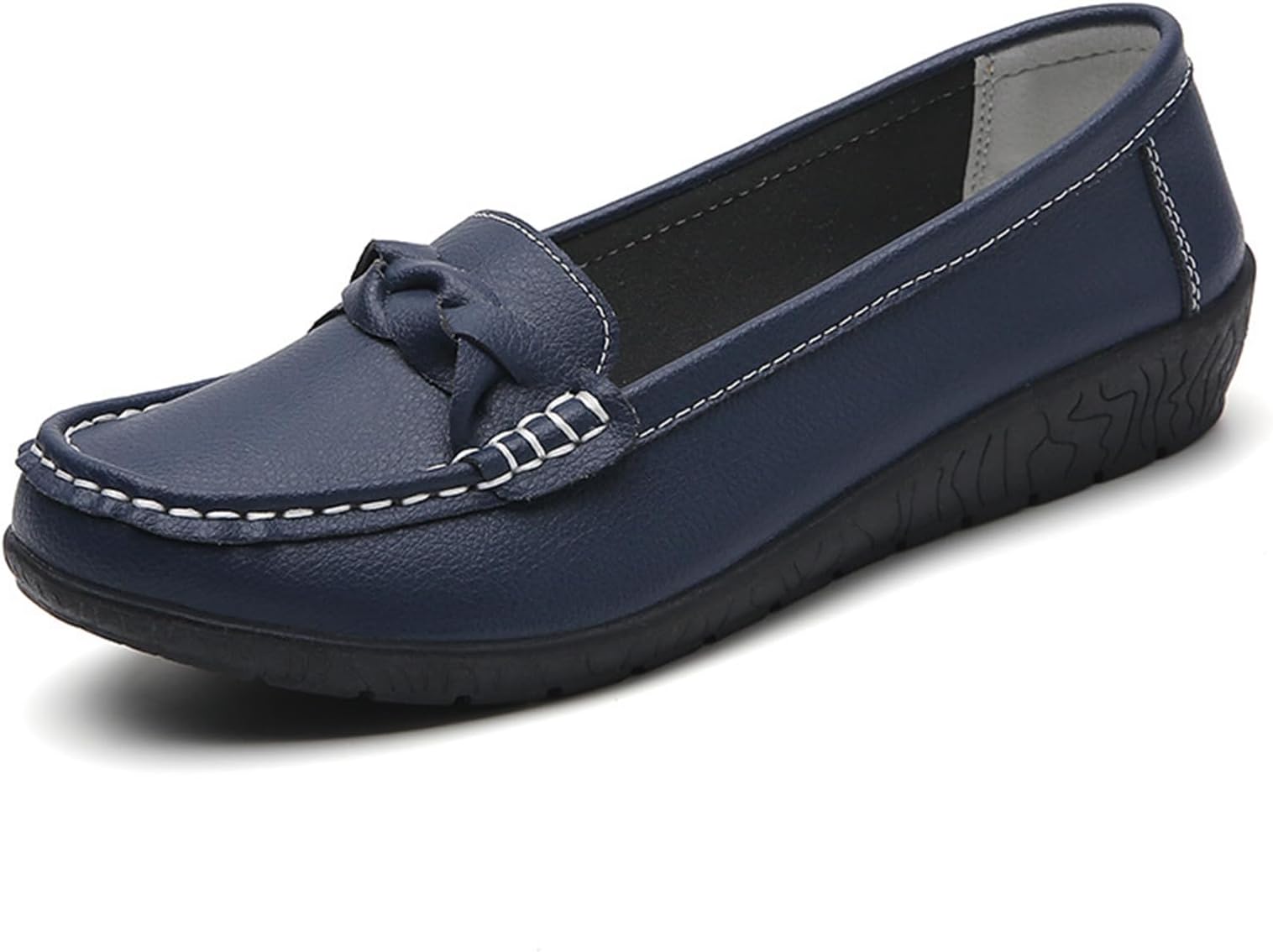 Women's Leather Flat Loafers Comfortable Round Toe Slip On Lightweight Business Work Office Walking Casual Flats Classic Driving Moccasins Shoes Loafers for Women