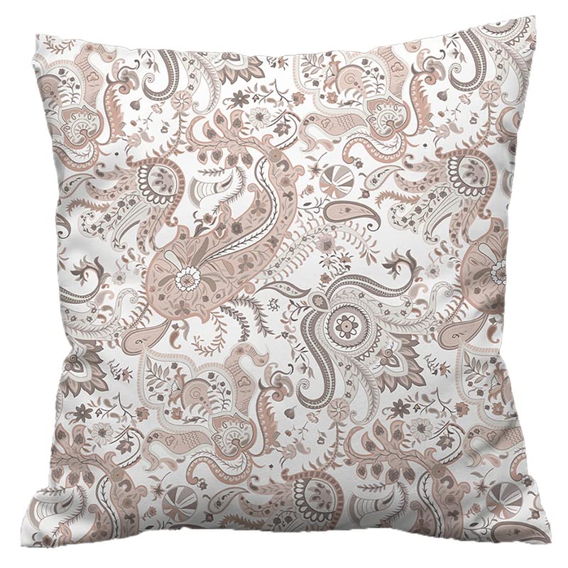Night Comfort 100% Cotton Cushion Cover Luxury Designer Indoor & Outdoor use - Paisley Dusky Pink - Sofas, Living Room, Bedroom, Rattan Garden Furniture Sets, Chairs, Benches (45x45cm) - Pack of 2