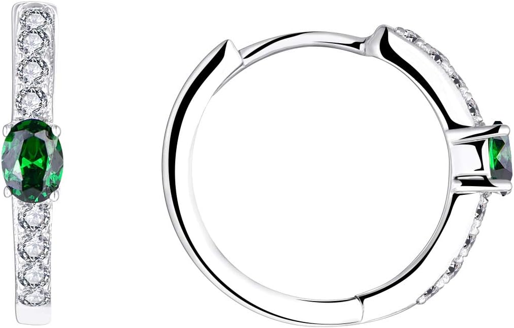 JO WISDOM Dames Oorbellen,925 Sterling Zilver AAA Cubic Zirconia Ovale Oorringen met Witgoud Verguld, Sieraden voor Vrouwen