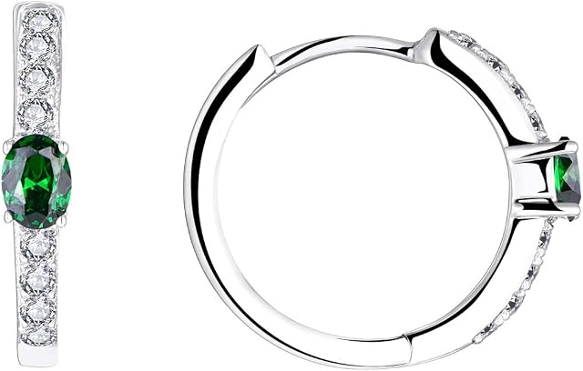 JO WISDOM Hoop Earrings,925 Sterling Silver AAA Cubic Zironia Hoop Earrings with White Gold Plated,Jewellery for Women