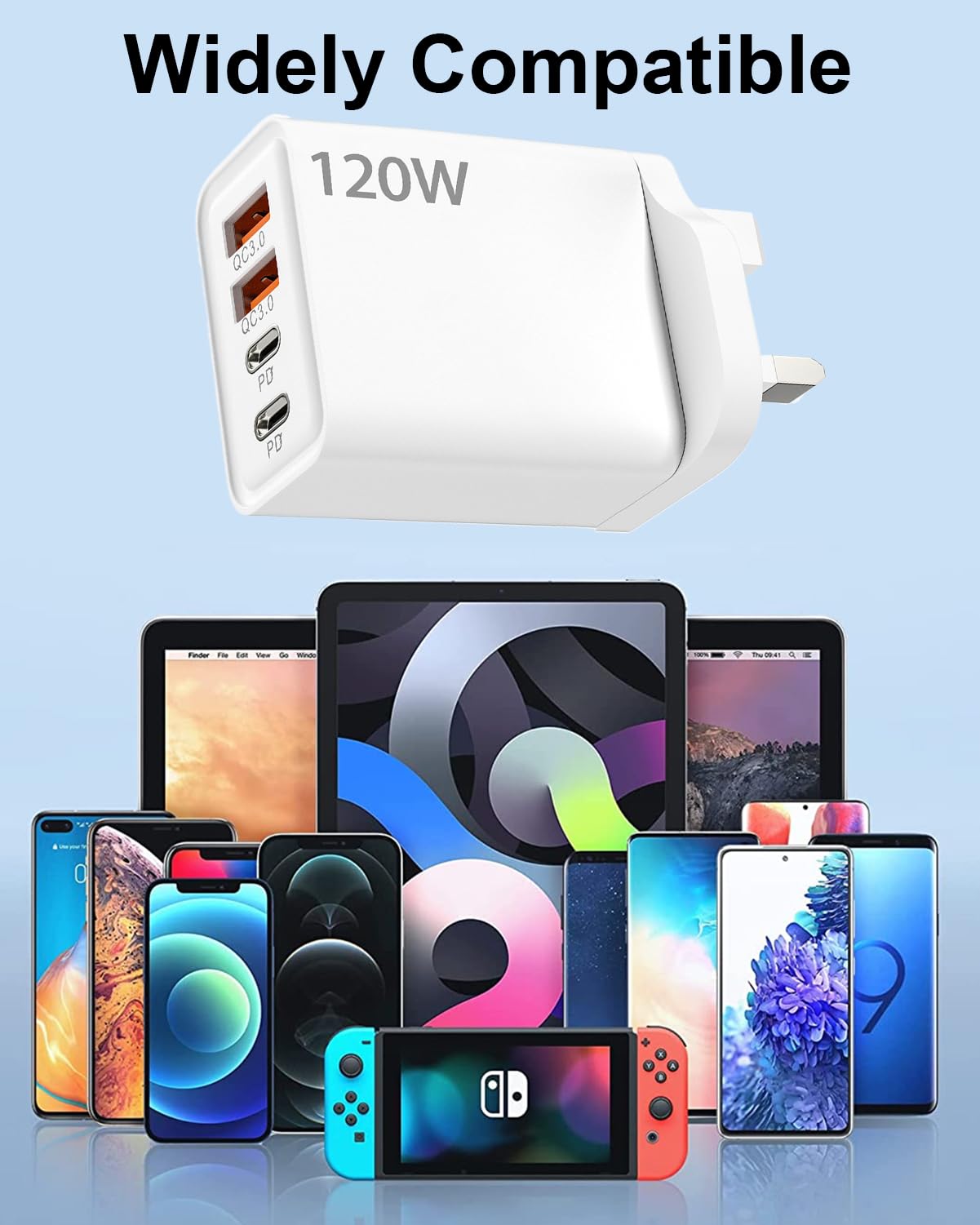 Adaptateur de chargeur de téléphone portable 120W, 4 ports, 2 USB + 2 Type C PD, charge rapide, adaptateur pour iPhone, Huawei, Samsung – acheter les meilleurs produits dans la boutique en ligne
