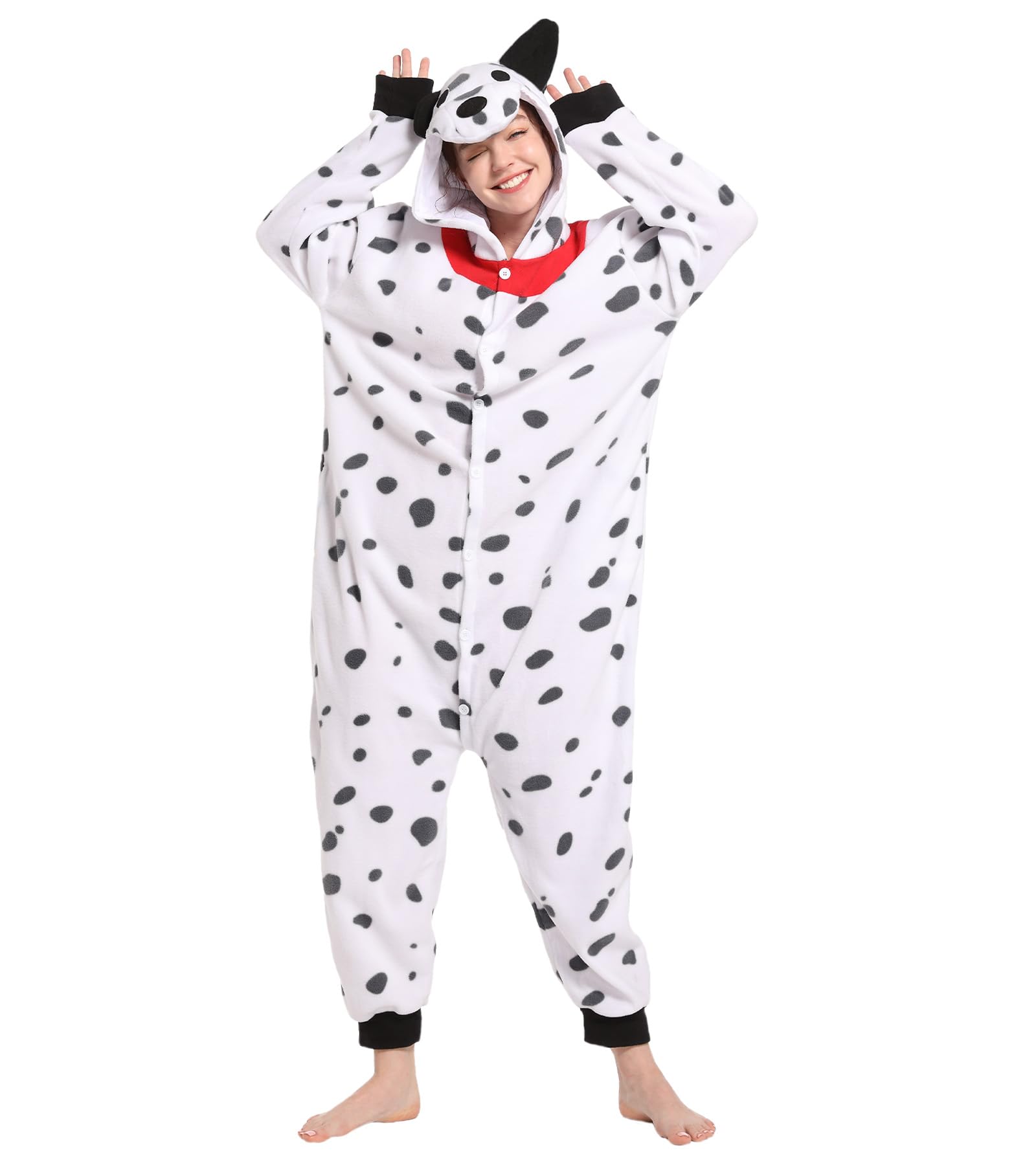 Dodheah Pigiama Unisex Dalmata Pigiama Adulto Halloween Animal Cosplay Costume Tuta di Natale