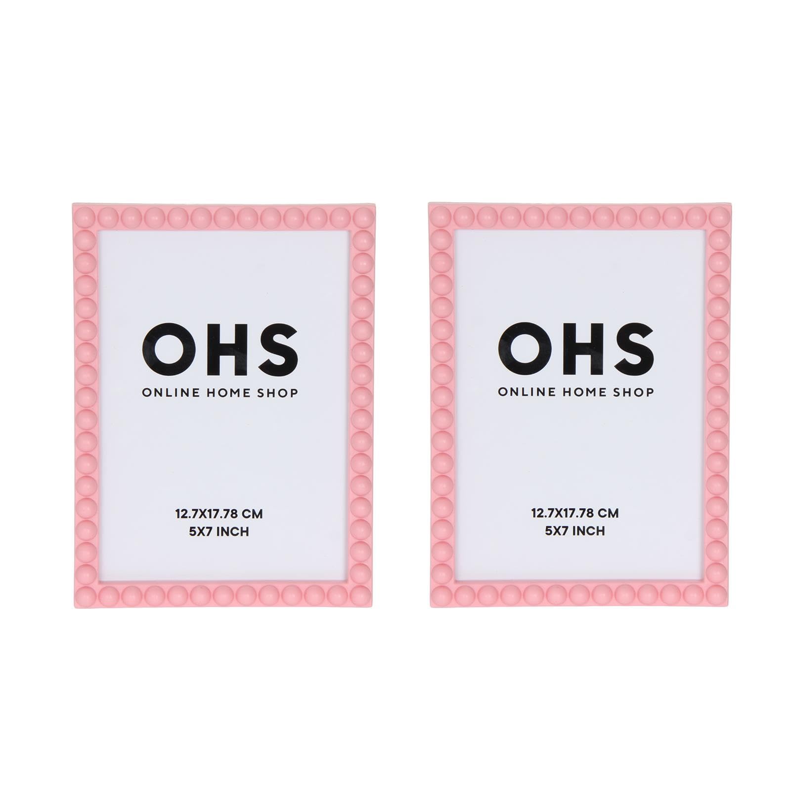 OHS Bobbin 7x5 Picture Frames Plastic Vintage Photo Frame 2 Pack, Hot Pink