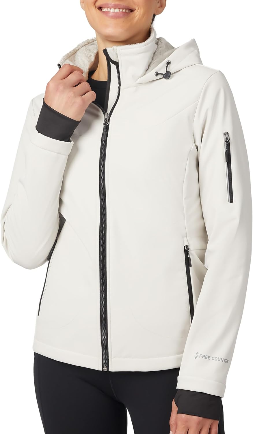 Free Country Women's Softshell Jacket Fleece Lined Warm Insulated Hooded Water & Wind Resistant Coat for Hiking Ski-Stormtech