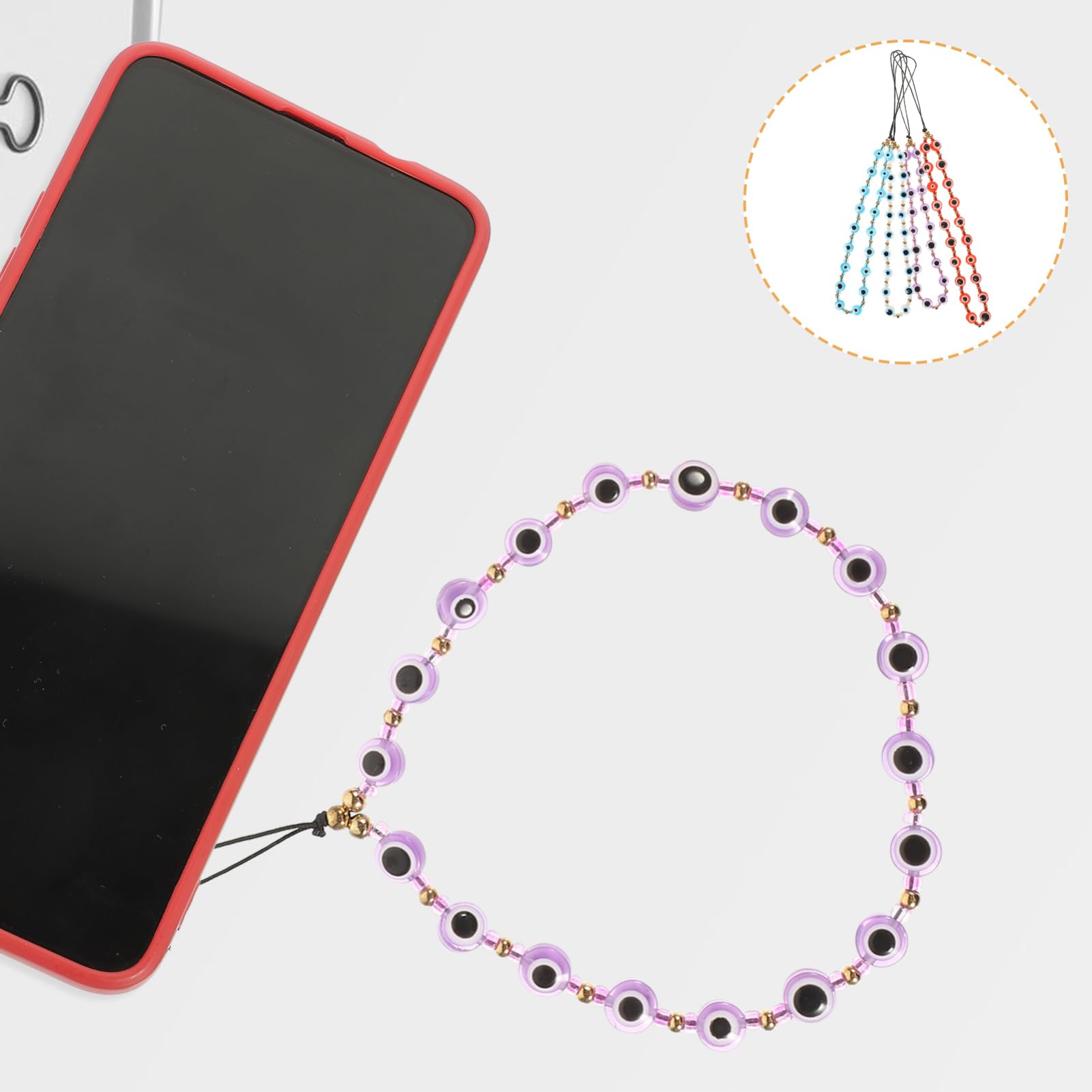 Housoutil Teufelsauge Perlen Handy Lanyard Handykette Camcorder Handy-aufhängeband Griff Gießen Telefonketten Makramee Ring Tablette Schleife Handyanhänger Finger Harz