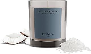 Jean & Len Scented Candle Sea Salt & Coconut, hergestellt mit Sheabutter, Brenndauer ca. 40 Stunden, minimalistisches Design, exotischer Duft, vegan, 195 g