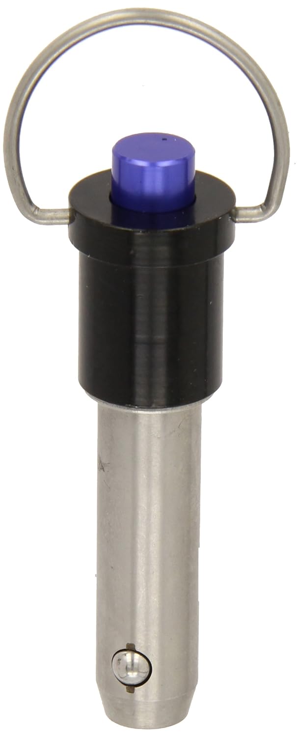 304 Stainless Steel Quick-Release Pin, Plain Finish, Push Button, 0.375" Diameter, 5.00" Usable Length