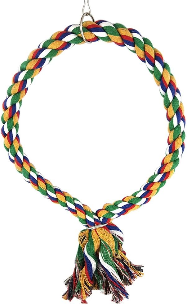 PanDaDa Parrot Rope Perch Cage Swing Toy Round Circle Pet Bird Chew Toy