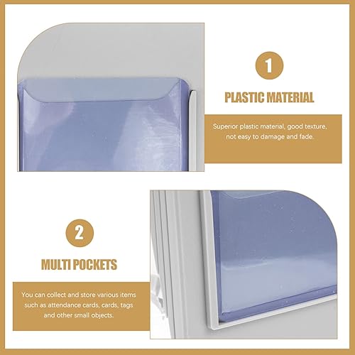 Miniatura 16 de Estante para tarjetas de material de almacén, soporte para tarjetas de tiempo para colgar con 5 ranuras, plástico, gris, 11.02 x 4.92 x 1.96