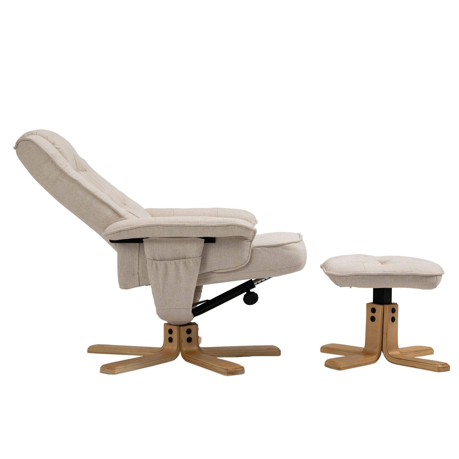 IDIMEX Relaxsessel Charly mit Hocker drehbar neigungsverstellbar beige [Max. Belastbarkeit 100 kg] für Wohnzimmer, TV-Sessel Fernsehsessel mit Liegefunktion Polstersessel und Hocker