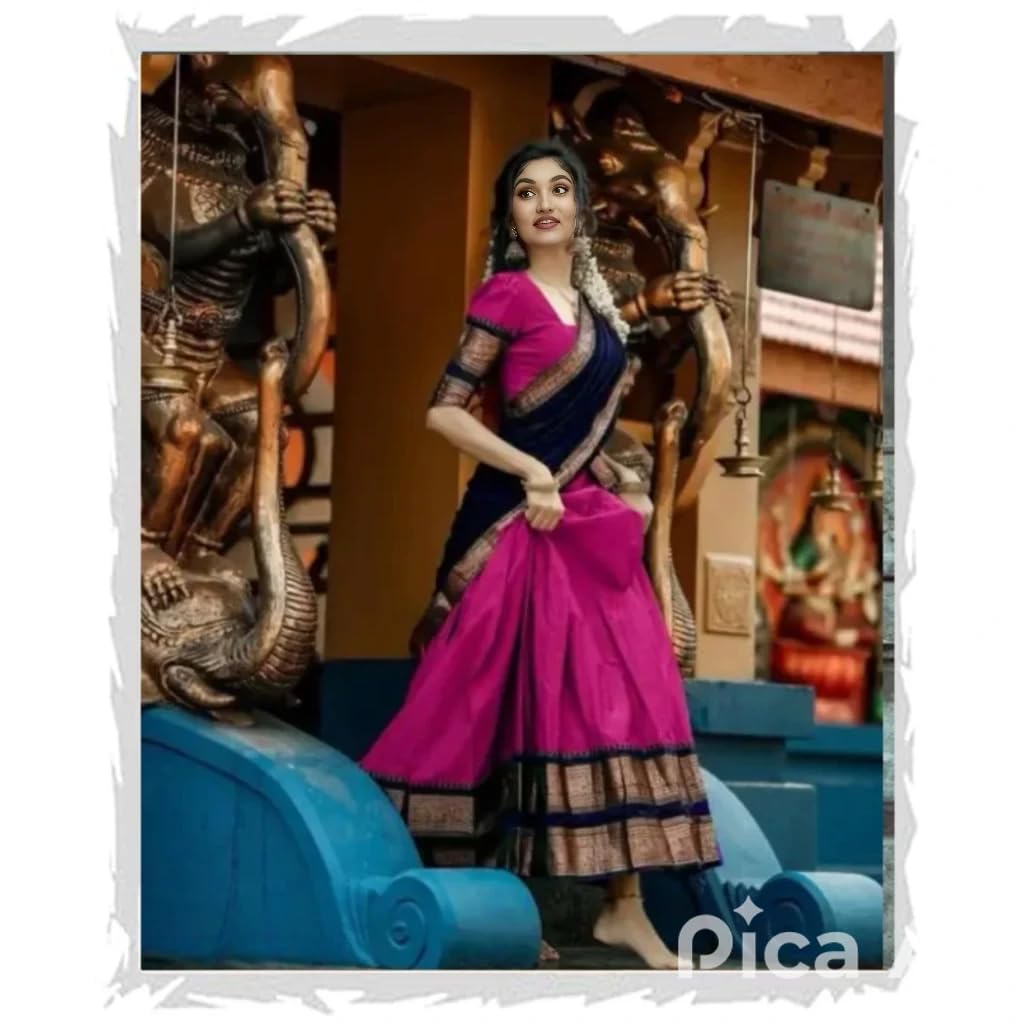 vimasashi Women's Rani Color Art Silk Semi-Stitched South Indian Lehenga Choli For Women | Ghagra Choli For Women | Lahanga Choli-picture-31