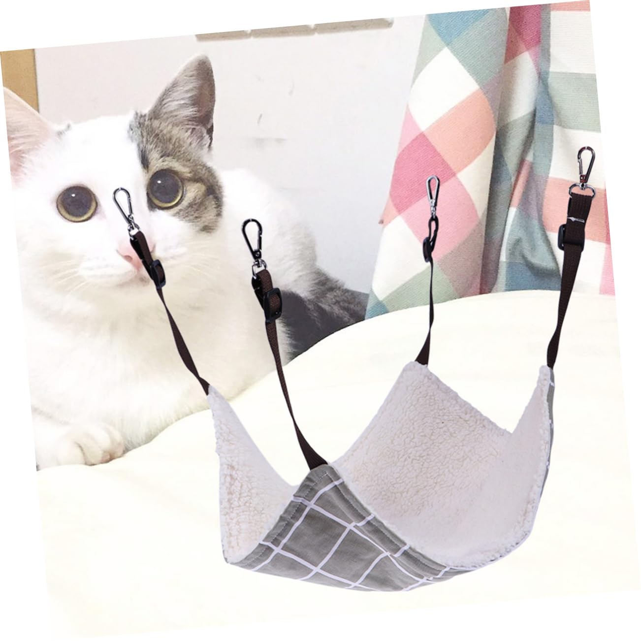 ABOOFAN Lot De 3 Hamacs Double Couche en Toile pour Chat Cage pour Animaux De Compagnie Perméable À Lair Chaud pour Petits Chiens Taille Aléatoire