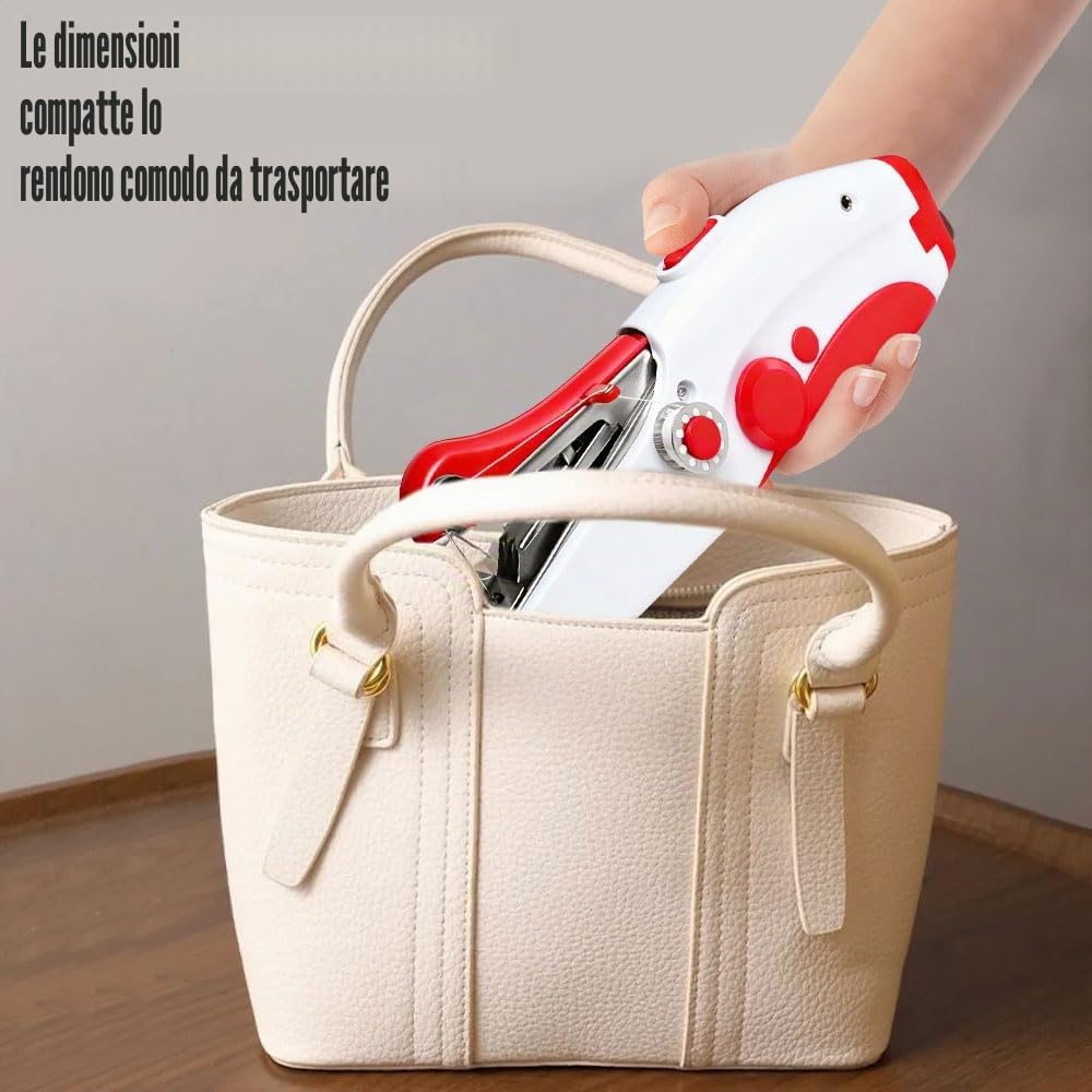 Macchina da Cucire Portatile, Mini Elettrica Handheld Sewing Machine, Elettrica a 2 Velocità, Facile da Usare, Cucitura Rapida, Compatta e Leggera, per Vestiti, Tende in Tessuto, Fai da te