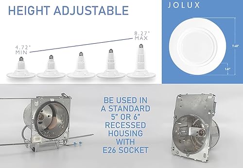 Miniatura 4 de Jolux Luz LED de 56 pulgadas de retrofit ajustable, kit de conversión de luz empotrada, ETL, 12 W  60 W, luz diurna de 5000 K, 800 lm, regulable,