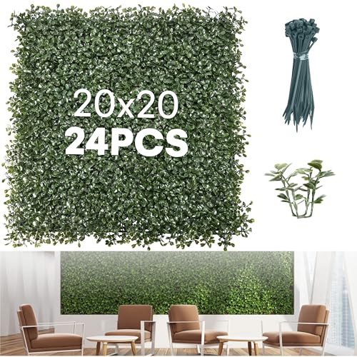 flybold-Artificial-Grass-Wall-Panels-for-Garden-Decor-20x20-Inches-Pack-of-24-Fake-Boxwood-Greenery-Backdrop-with-UV-Protection-for-Indoor-Outdoor-Use-Green-Leaf-Fence-Privacy-Screen flybold Artificial Grass Wall Panels for Garden Decor 20×20 Inches Pack of 24 Fake Boxwood Greenery Backdrop with UV Protection for Indoor Outdoor Use Green Leaf Fence Privacy Screen
