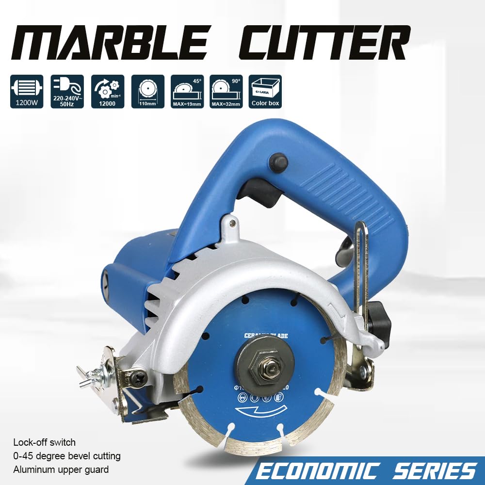 Hancaner Scie Circulaire Électriques 1200W, Coupe Marbre Céramique Coupe Chanfrein 0-45° et Réglage de la Profondeur 0-32°, Coupe Carrelage Électrique pour Couper les Carreaux de Céramique et Bois
