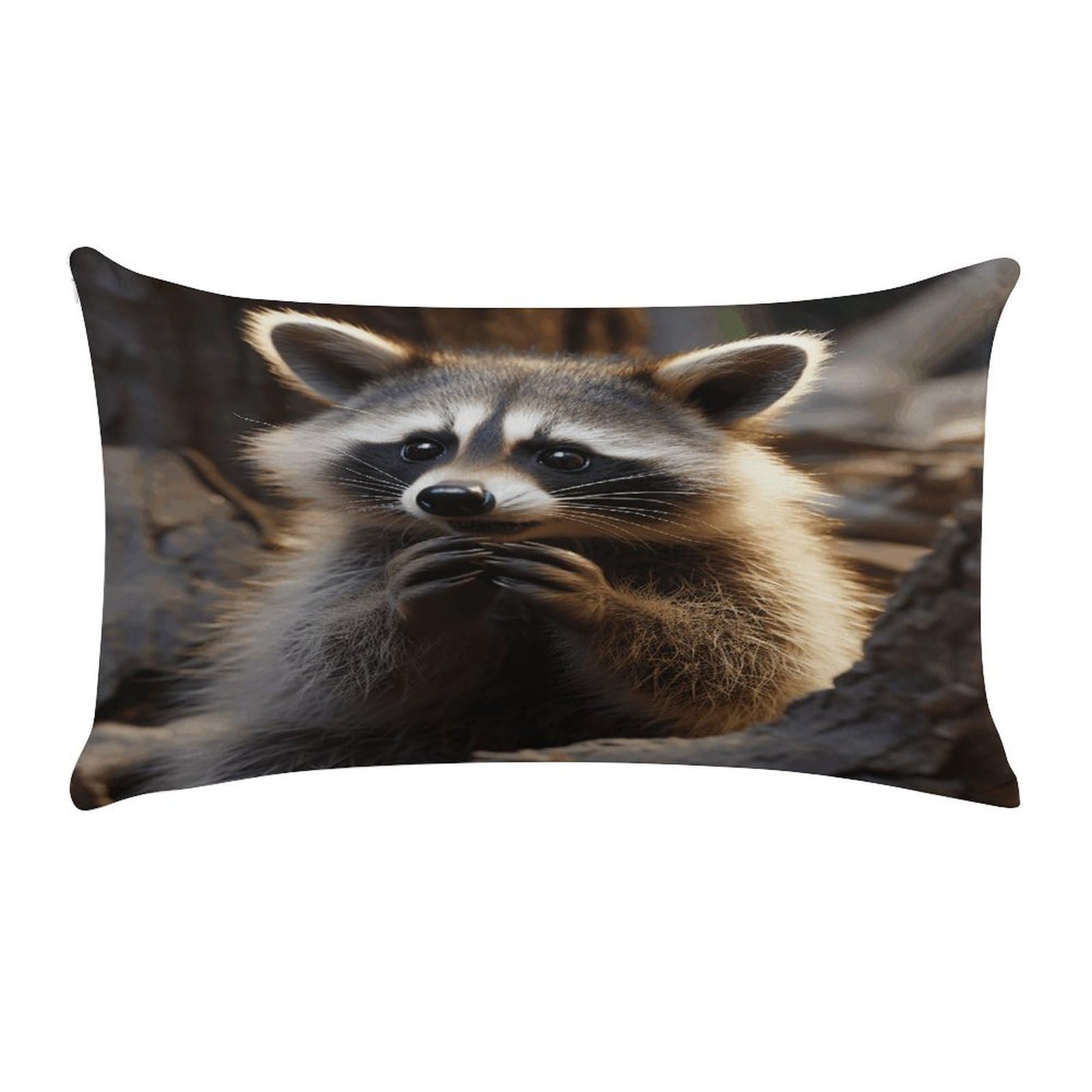 VstaDank Cute Raccoon Throw Pillow Cover Rectangular Lumbar Throw Pillow Case Soft Farmhouse Accent Decorative Cushion Cases Short Plush Pillowcase with Zipper 12 X 20 Inch