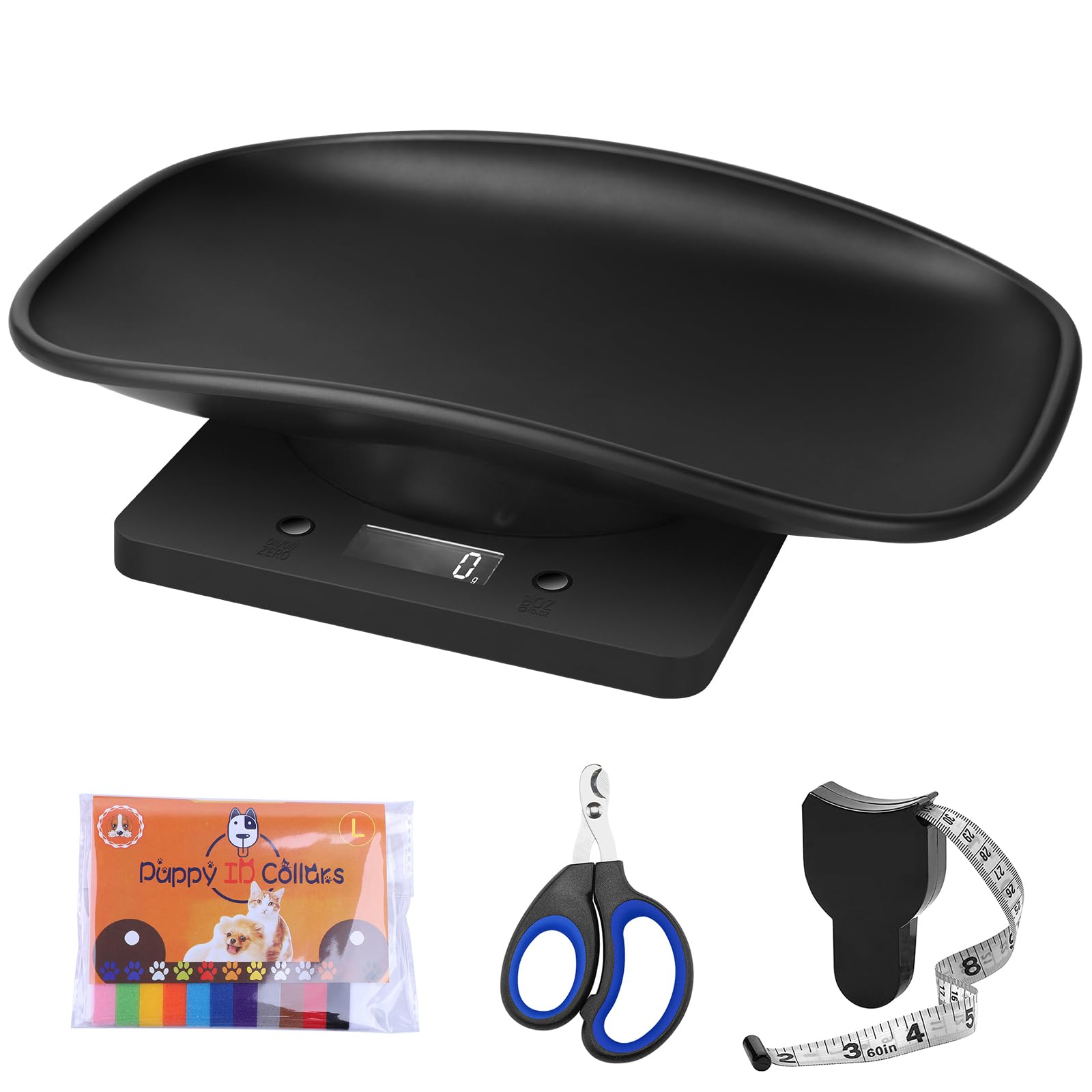 Puppy Scales for Weighing, Multi-Function LCD Digital Puppy Scale for whelping with 15 Puppy Collars,Tape Measure＆Nail Clipper, Baby Scales for Small Dogs Cats Crawl Pet, Capacity up to 33 lb