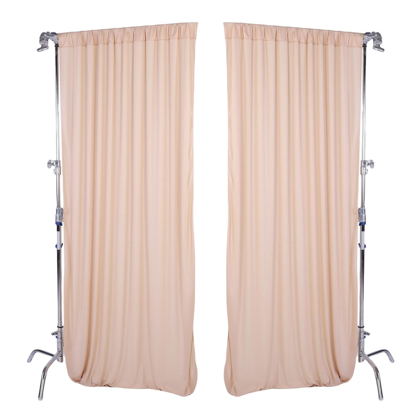 Srliya Tissu de Toile de Fond Champagne élégant, Rideaux de Fond de Mariage en Mousseline de Polyester 5x10 Pieds, Décorations de Cabine Photo