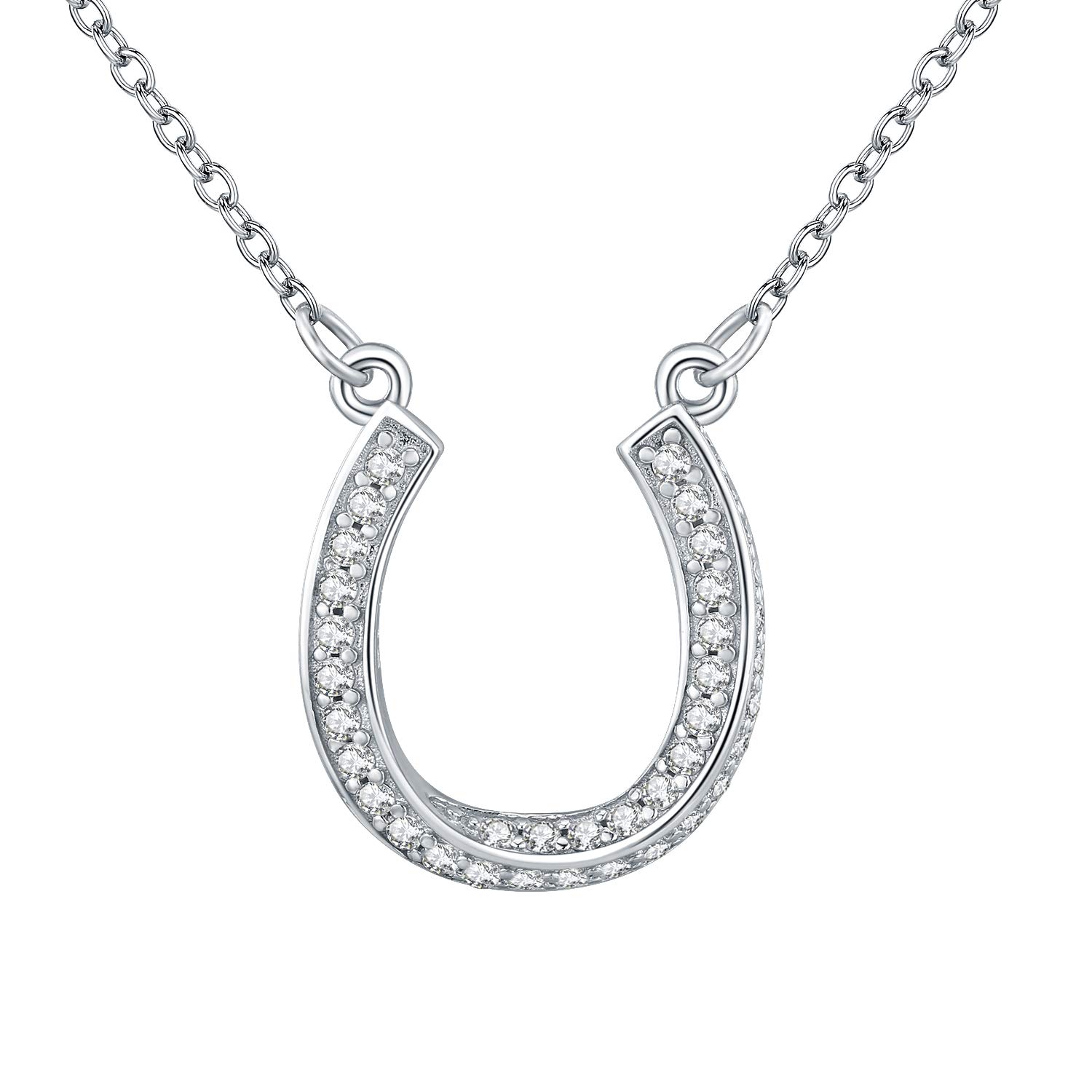 Friggem Horse Pendant Necklace, Sterling Silver Necklace Cubic Zirconia Pendant Jewellery gifts Women Horse Lovers Anniversary Birthday Christmas Presents