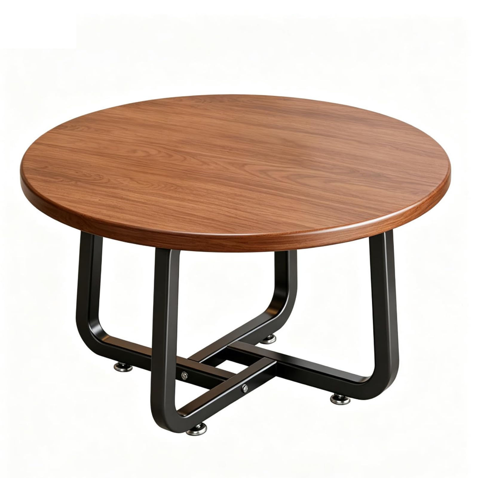 Jhaismao Brown Round Coffee Table For Floor Sitting, Small Rustic Wood Top With Sturdy Metal Frame, Minimalist Side Table For Couch, Versatile Desk Tablet For Office & Farmhouse Decor(Size:70x43cm,Color:brown)