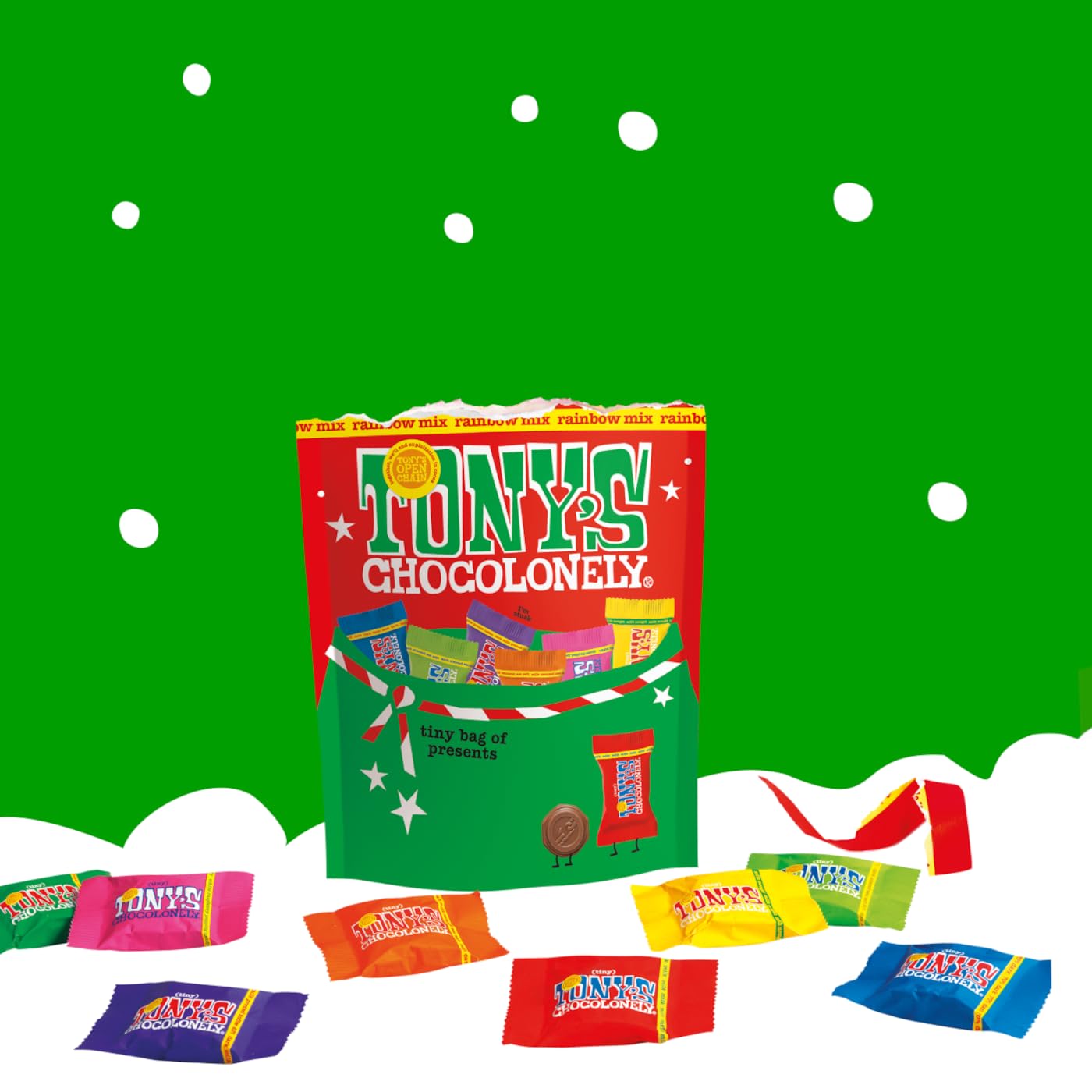 Tonys Chocolonely Tiny Tonys Christmas Pouch Mix Of Small Chocolates |  Desertcart Brunei