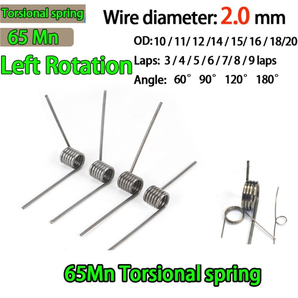 Miniature Torsion Spring Assortment 180/120/90d, 65mn V-Shaped Deflection Spring, Left RotationTorsion Spring 10PCS(4*12MM*180)
