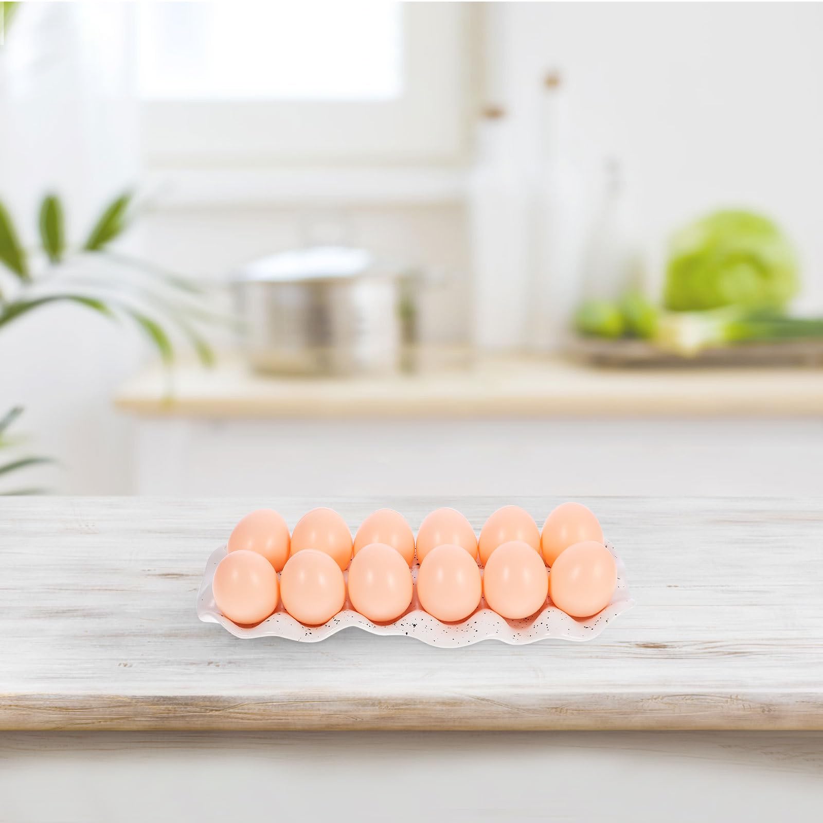 ERINGOGO Bandeja de Cerámica para Huevos Compartimentos Organizador para Nevera y Cocina Resistente y Compacto Soporte para Almacenamiento Doméstico