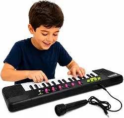 Piano Teclado Musical Infantil com Microfone Karaokê 32 Teclas
