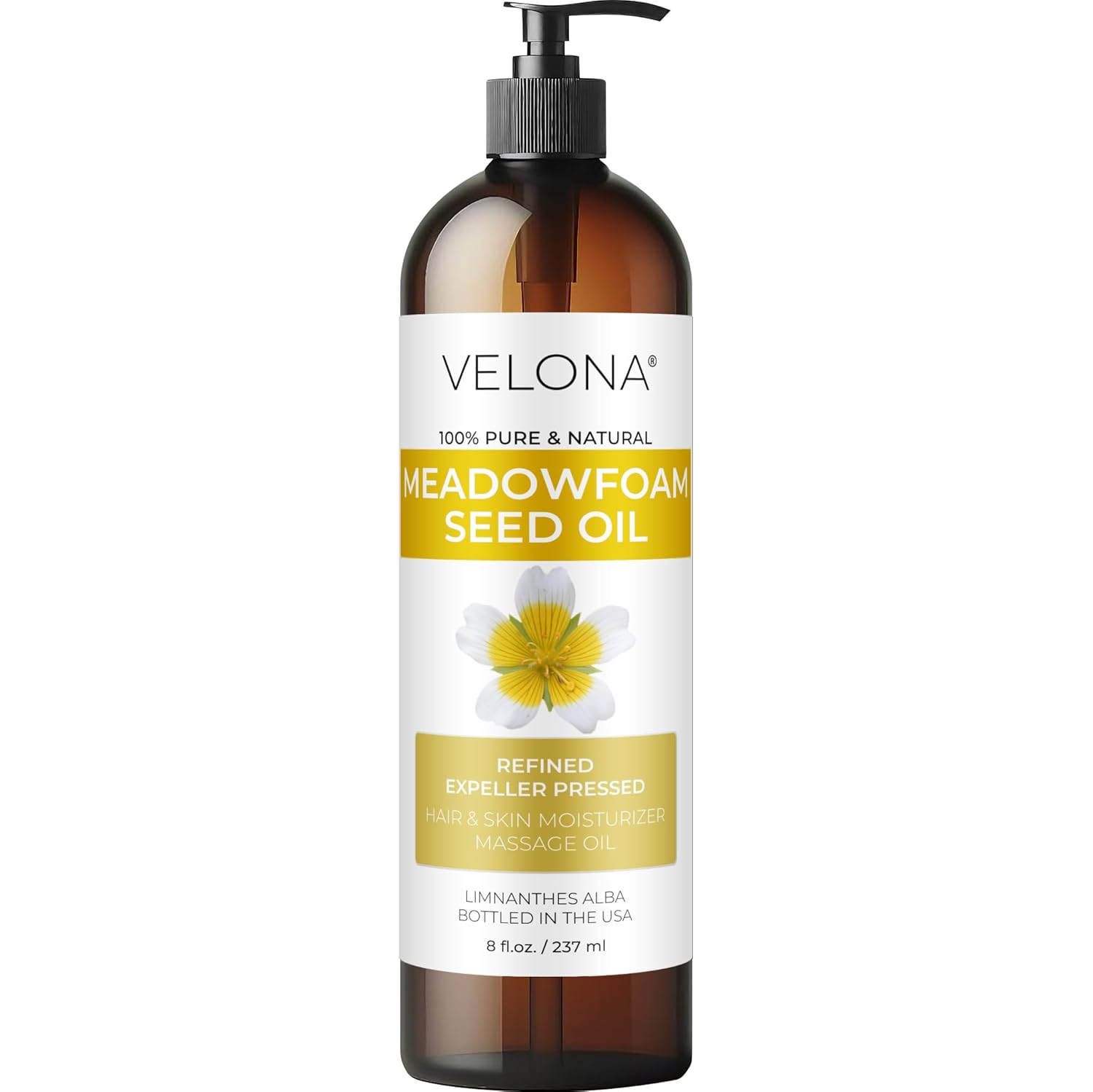velona Meadowfoam Seed Oill 8 Fl Oz | 100% Pure and Natural Carrier Oil | Refined, Expeller Pressed | Skin, Hair, Body & Face Moisturizing | Use Today - Enjoy Results