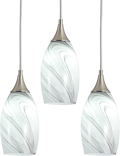 Miniatura 4 de Iluminación colgante de cocina para isla, moderna lámpara colgante Edison con vidrio de arte hecho a mano, soporte de cerámica de núcleo de nailon