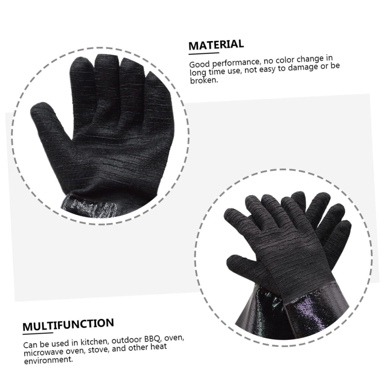 Guanti Barbecue Resistenti al Calore in Neoprene Nero, 1 Paio | Antiscivolo, Isolamento Termico, per Forno e Cucina, Accessorio Protettivo da Lavoro