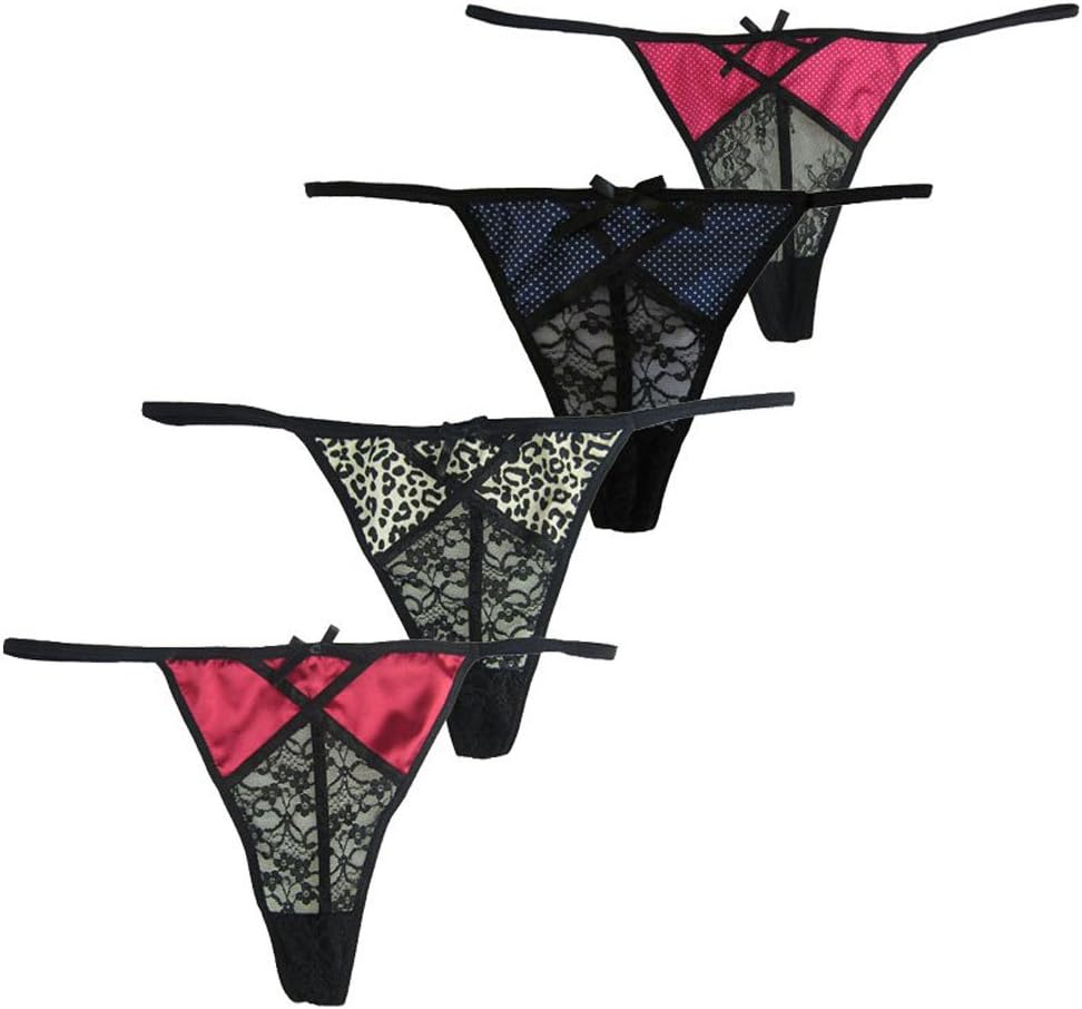 MIERSIDE Sexy Lace G-String Thong Panty Underwear Pack of 4