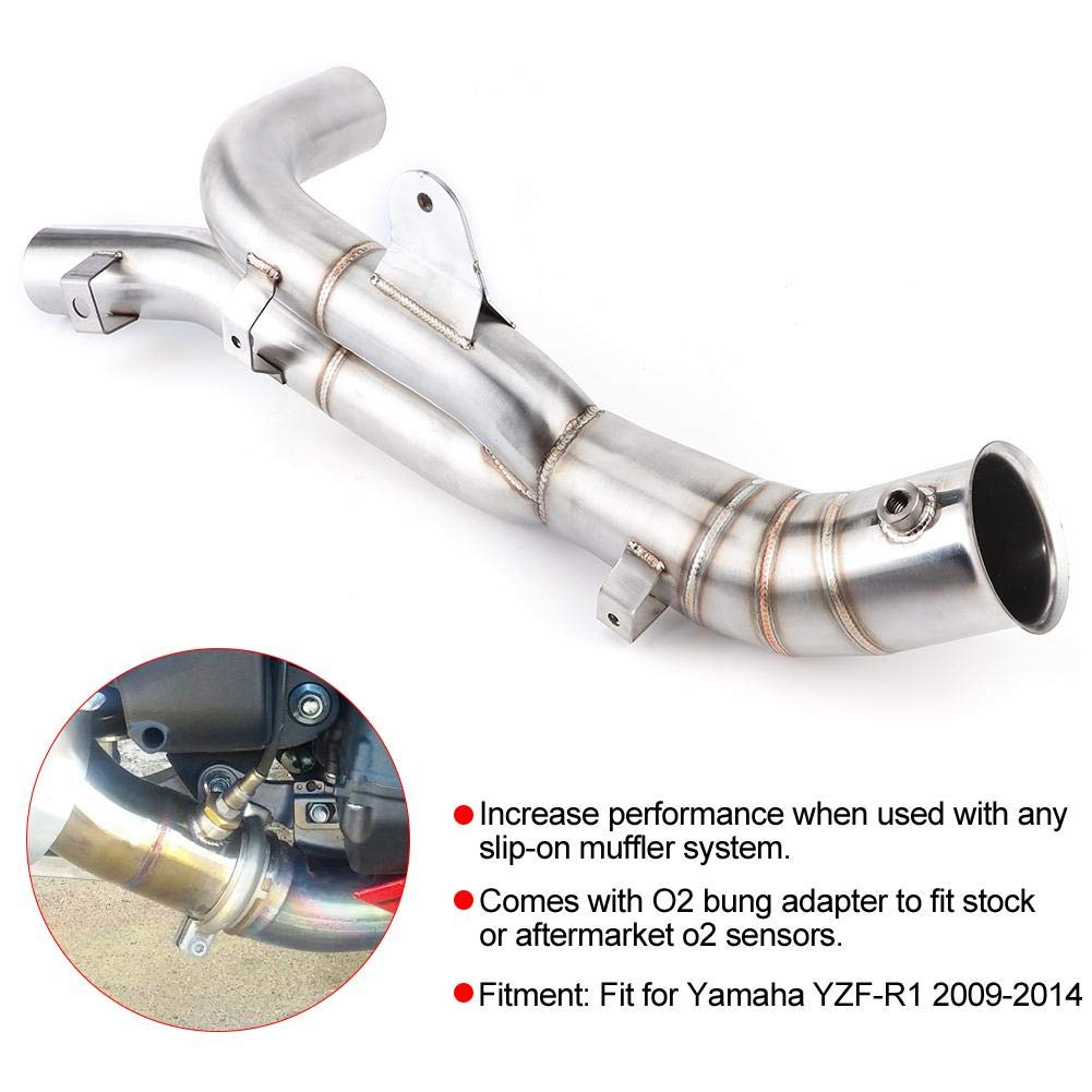 Escape del convertidor catalítico Adaptador de escape de motocicleta Tubo medio Tubo de enlace medio Ajuste para YZF-R1 2009-2014