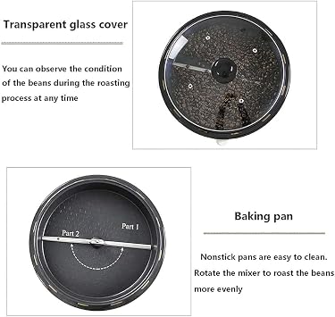 Electric Coffee Roaster with Adjustable Temperature Control for Home Use, Large Capacity, Perfect for Artisan Coffee Lovers, Easy to Use and Clean