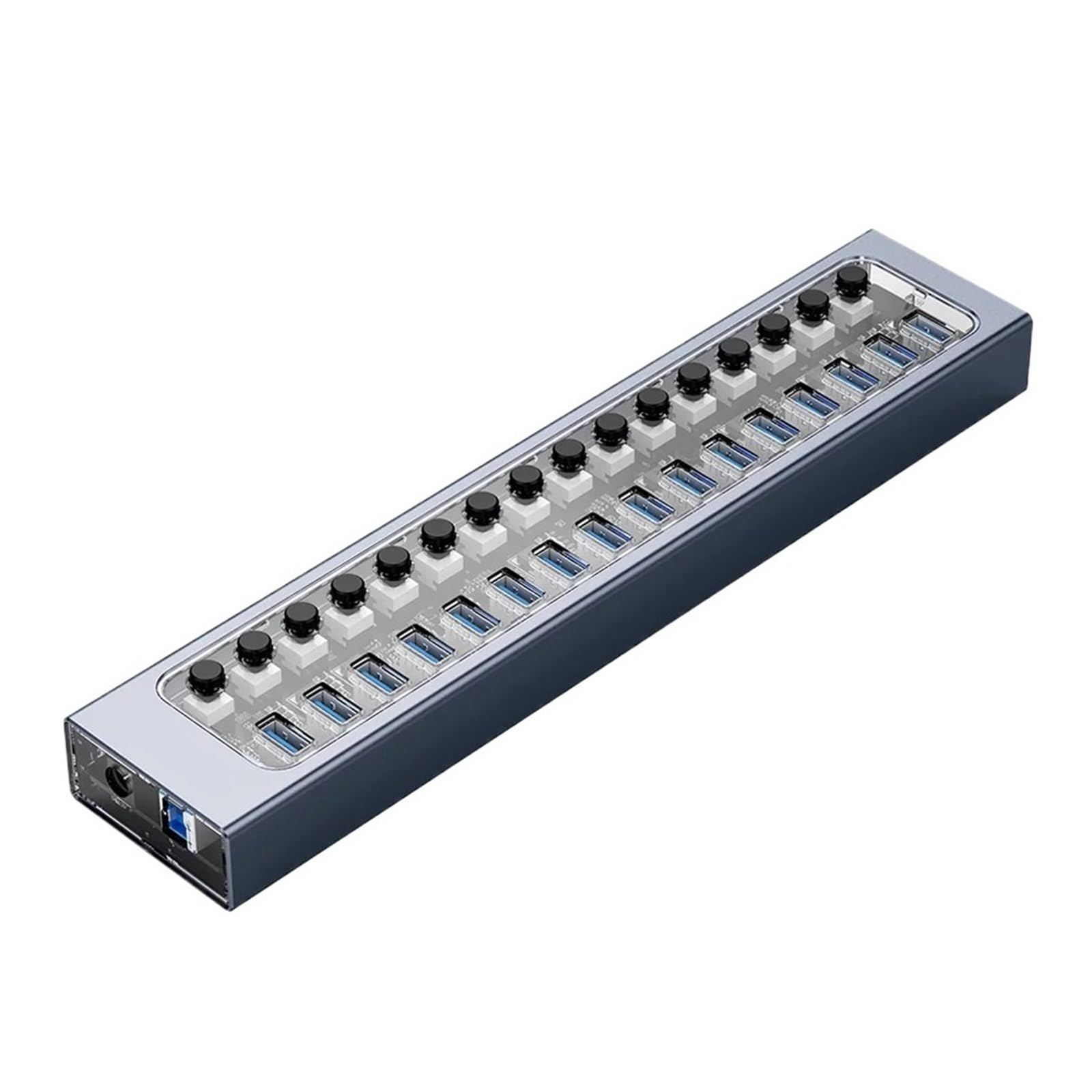 Industriale 7/10/13/16 Porte USB 3.0 Hub Espansione Multipla Splitter For Prese On/Off Interruttore A Chiave Dock Caricatore Adattatore Di Alimentazione Capacità Di Ricarica Rapida(16 USB)