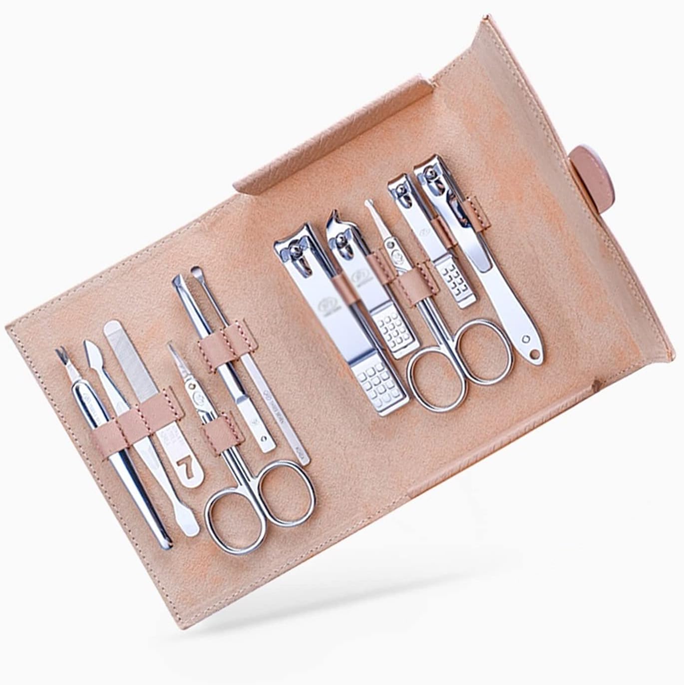 Fingernail Clipper Set Nail Clippers, Pedicure Kit 11 in 1 Stainless Steel Nail Kit with Tweezers and Scissors, Professional Manicure Set, Grooming Kit with NAI(Grey)