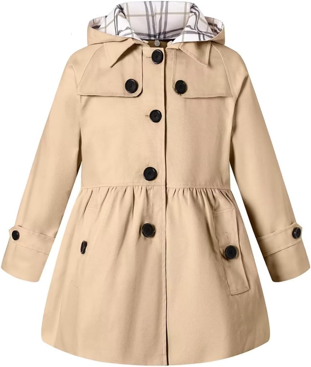 BINPAW Girl's Hooded Trench Coat