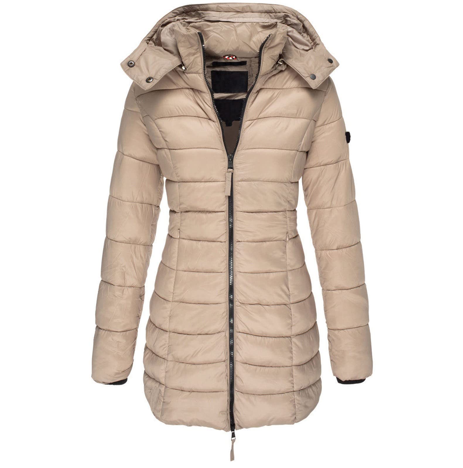 Manteau Femme Hiver avec Capuche Manche Longue Couleur Pure - Manteau Femme Hiver Chaud avec Poches Fermeture Éclair Unique Elegant Souple Manteaux Chic Randonnée Vestes