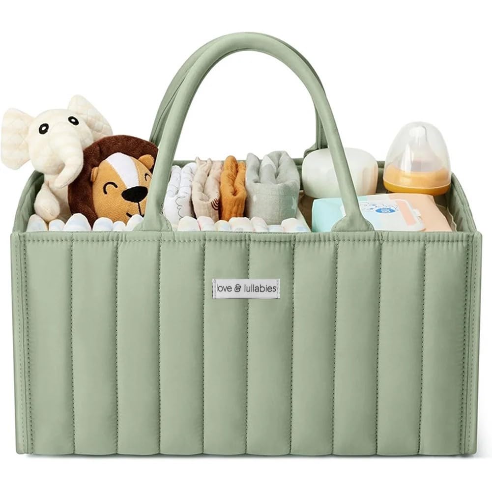 love & lullabies Nappy Caddy Organiser, Stylish Quilted Baby Changing Basket